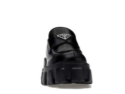 Prada Monolith 55mm Loafer Black Brushed Leather
