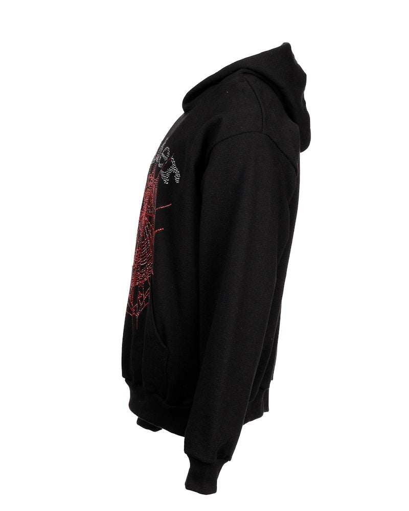 Sp5der OG Rhinestone Logo Hoodie Black