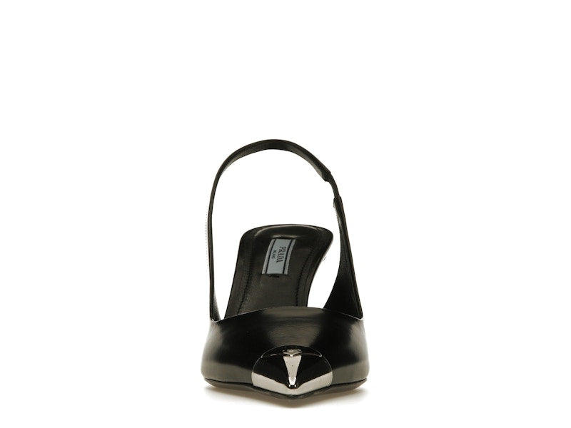 Prada 75mm Slingback Pump Black Leather