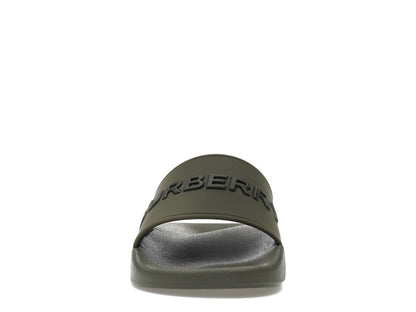 Burberry Embossed Logo Slides Dark Fern Green Black