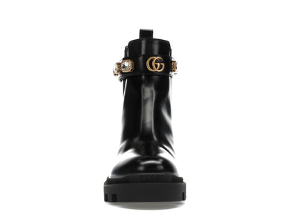 Gucci Crystal Belt 60mm Ankle Boot Black Leather