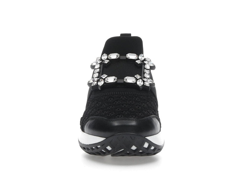 Roger Vivier Viv' Run Fabric Black White Crystal Buckle (Women's)
