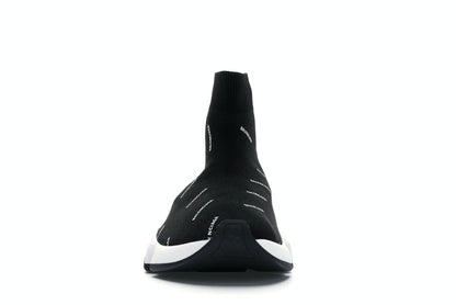 Balenciaga Speed Trainer Logo Print Black White (Women's)