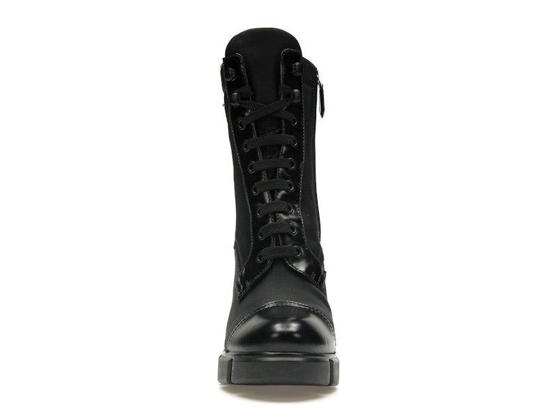 Prada 110 mm Nylon Booties Black Brushed Leather