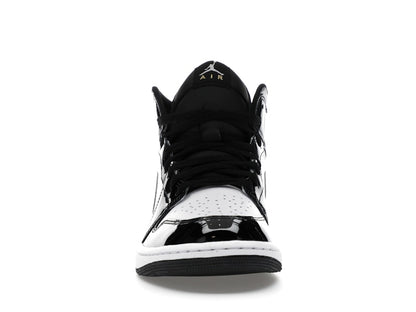 Jordan 1 Mid SE Patent Black White Metallic Silver Metallic Gold