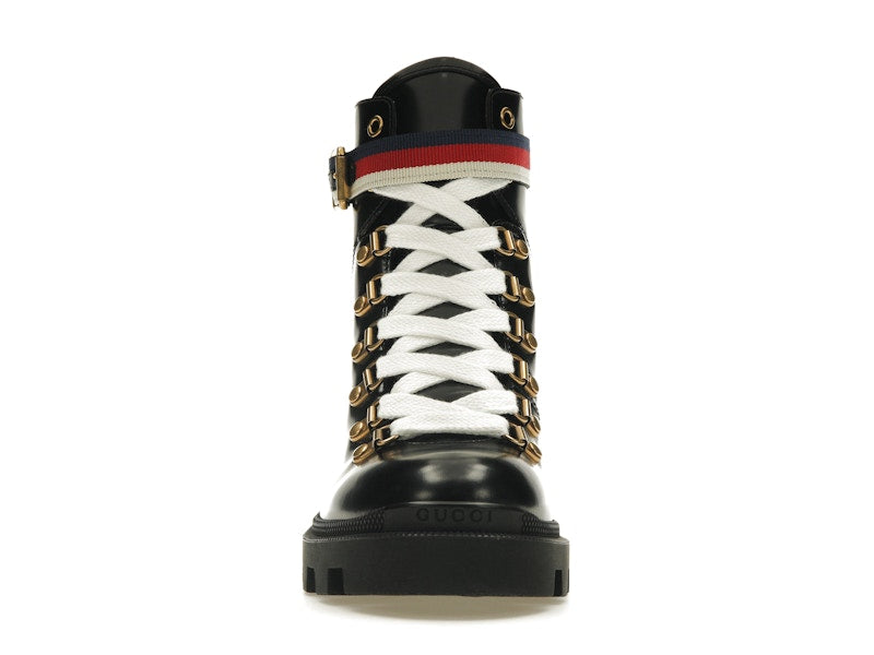 Gucci Sylvie Web 55mm Ankle Boot Black Leather