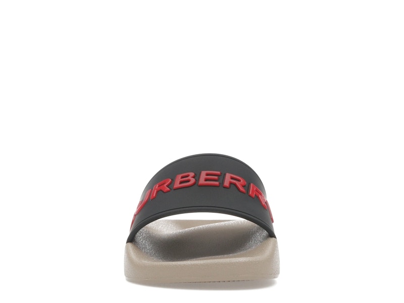 Burberry Embossed Logo Slide Black Red Tan (Women's)