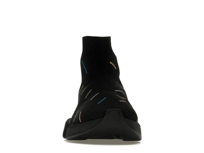 Balenciaga Speed 2.0 AllOver Logo Recycled Knit Black Multicolor