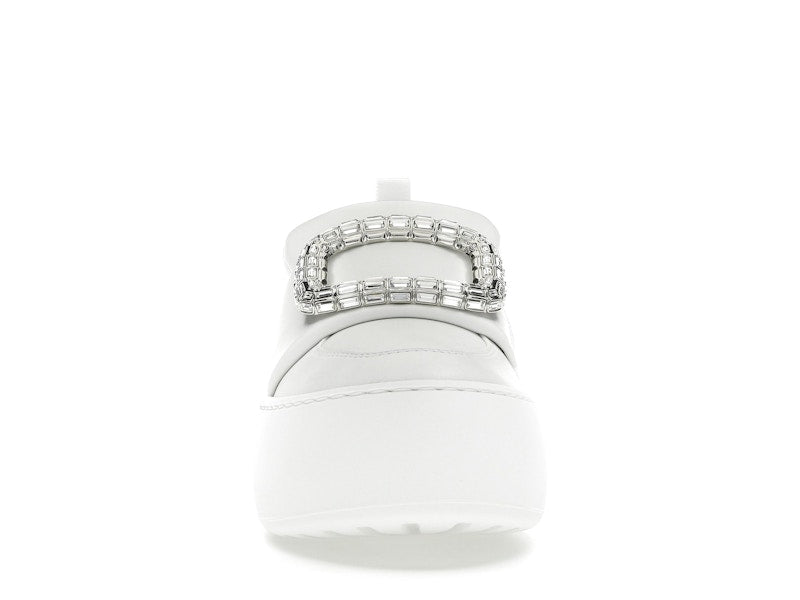Roger Vivier Viv' Up White Crystal Buckle (Women's)