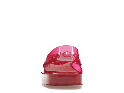 Gucci 60mm Slide Sandal Hibiscus Red Rubber