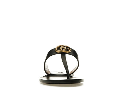 Gucci Double G Thong Sandal Black Leather