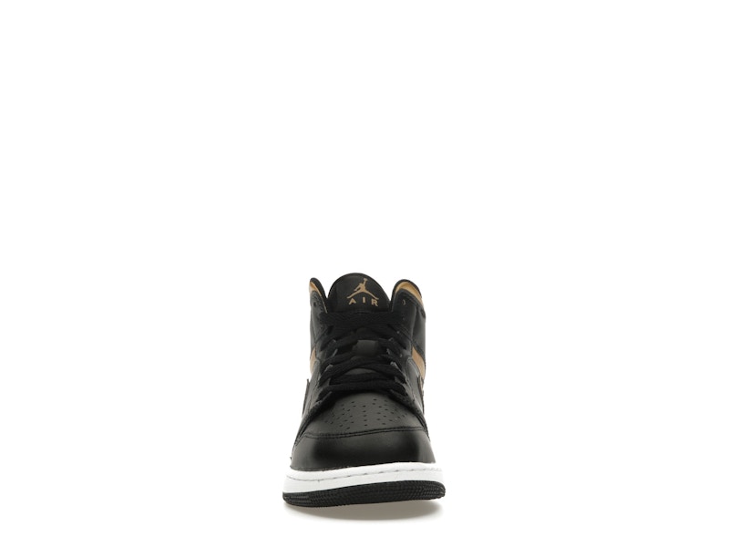 Jordan 1 Mid Black Metallic Gold Swoosh (GS)