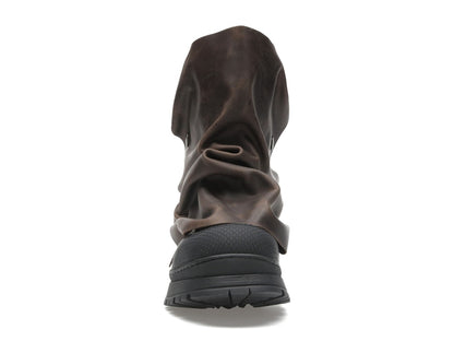 H&M x Glenn Martens Gaiter-Detail Leather Boots Dark Brown