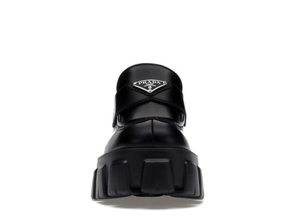 Prada Monolith 55mm Loafer Black Brushed Leather