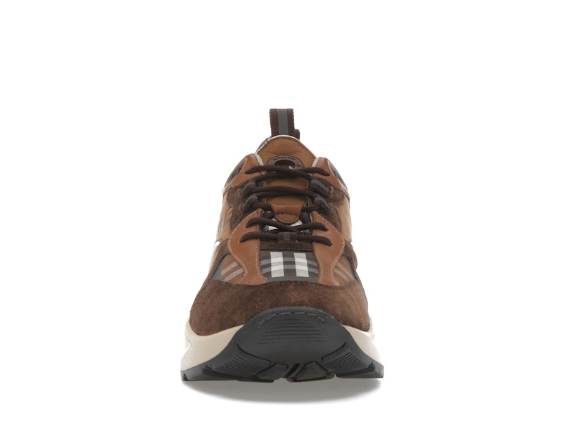 Burberry Check and Suede Sneakers Dark Birch Brown