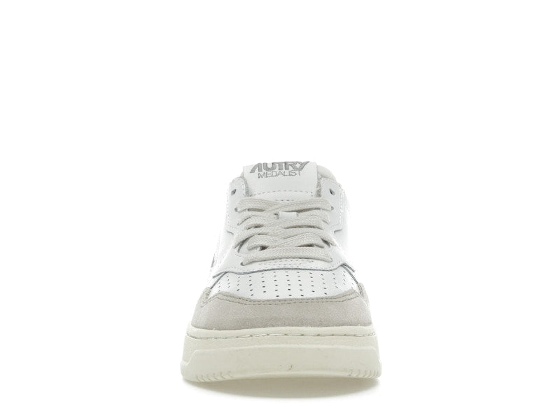 Autry Medalist Leather Low White Beige Suede (Women's)