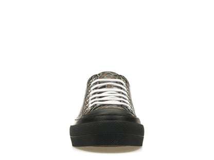 Burberry Monogram Pattern Low Top Black Orange Canvas