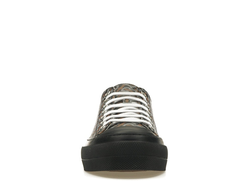 Burberry Monogram Pattern Low Top Black Orange Canvas