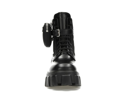Prada Monolith 55mm Pouch Ankle Boots Black Leather