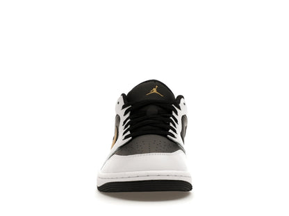 Jordan 1 Low White Black Metallic Gold Swoosh
