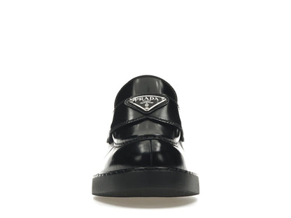 Prada Chocolate 50mm Loafer Black Brushed Leather