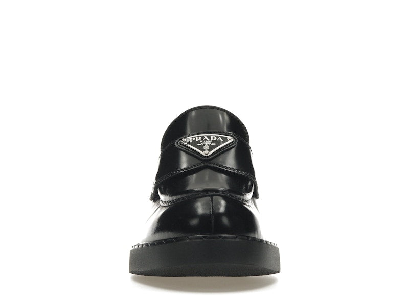 Prada Chocolate 50mm Loafer Black Brushed Leather