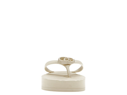 Gucci Chevron Thong Sandal White Rubber