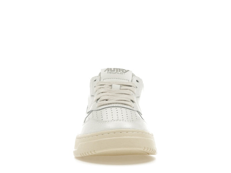 Autry Medalist Leather Low White Green (Women's)