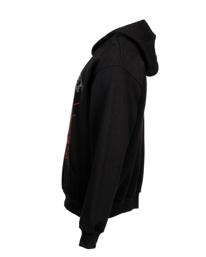 Sp5der OG Rhinestone Logo Hoodie Black