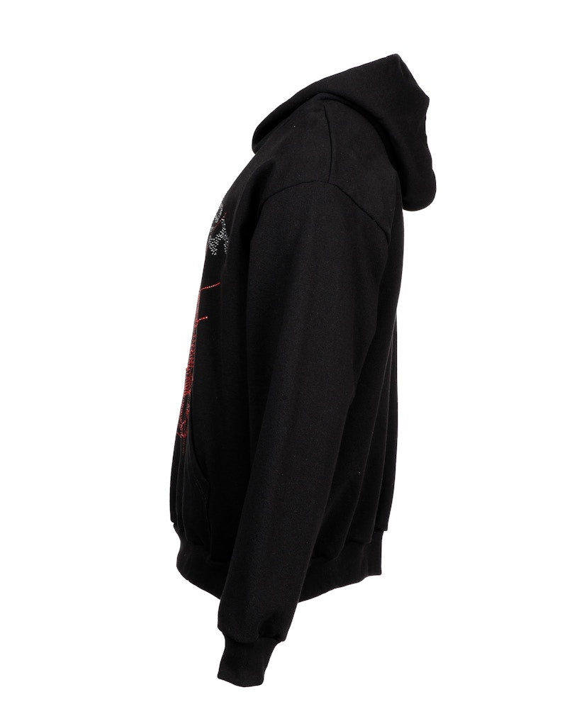 Sp5der OG Rhinestone Logo Hoodie Black