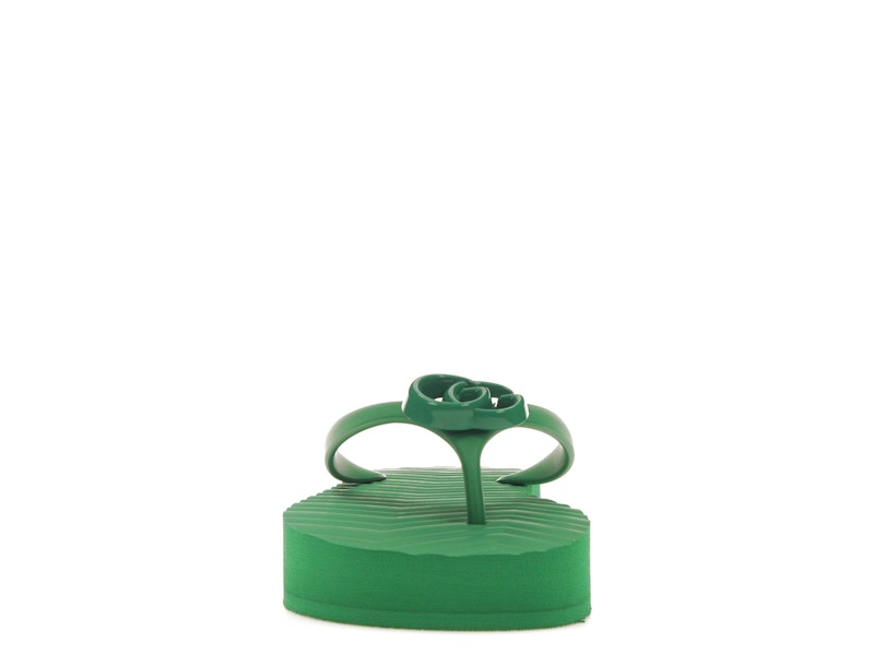 Gucci Chevron Thong Sandal Green Rubber