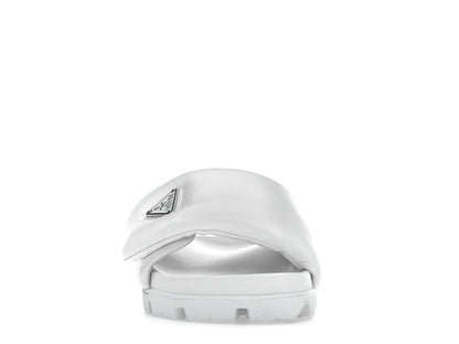 Prada Soft Padded 20mm Slide Sandal White Nappa Leather