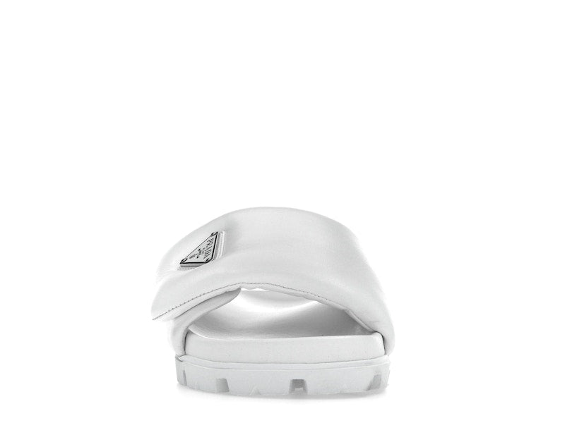 Prada Soft Padded 20mm Slide Sandal White Nappa Leather