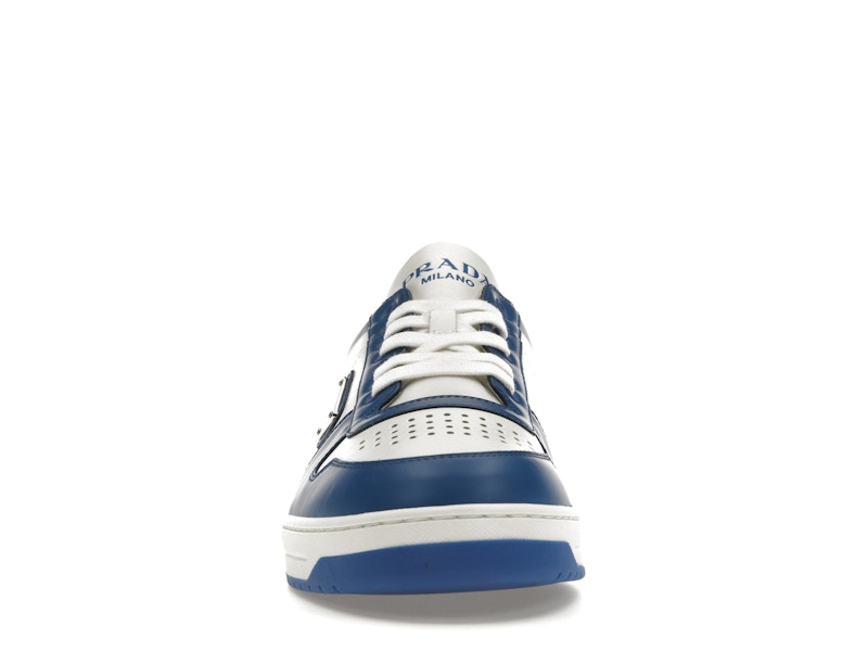 Prada Downtown Low Top Sneakers Leather White Cobalt Blue