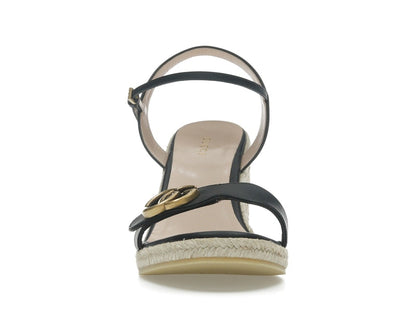 Gucci Double G 95mm Platform Espadrille Black Leather