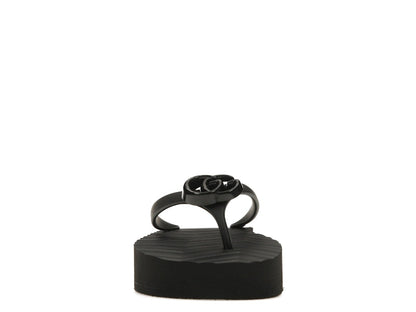Gucci Chevron Thong Sandal Black Rubber