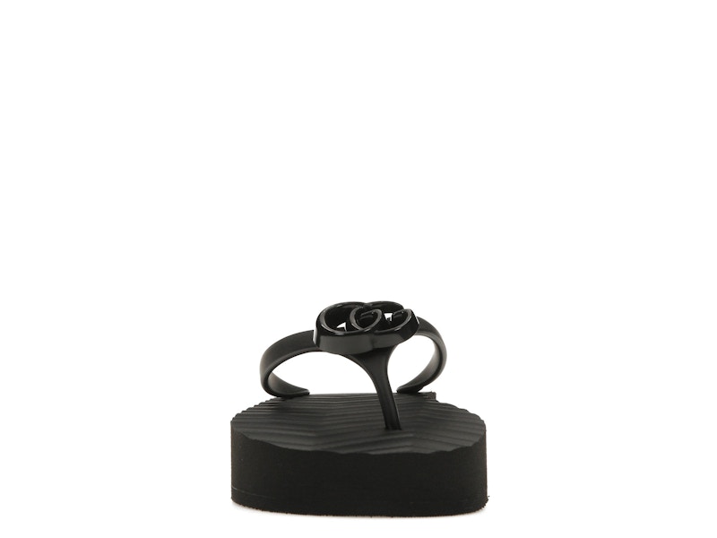 Gucci Chevron Thong Sandal Black Rubber