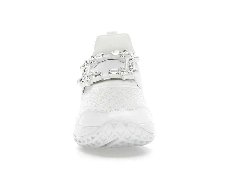Roger Vivier Viv' Run Fabric White Crystal Buckle (Women's)