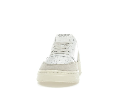 Autry Medalist Leather Low White Silver Blue Beige (Women's)