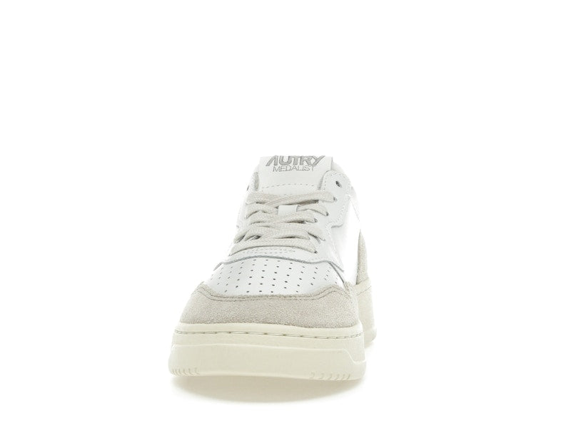 Autry Medalist Leather Low White Silver Blue Beige (Women's)