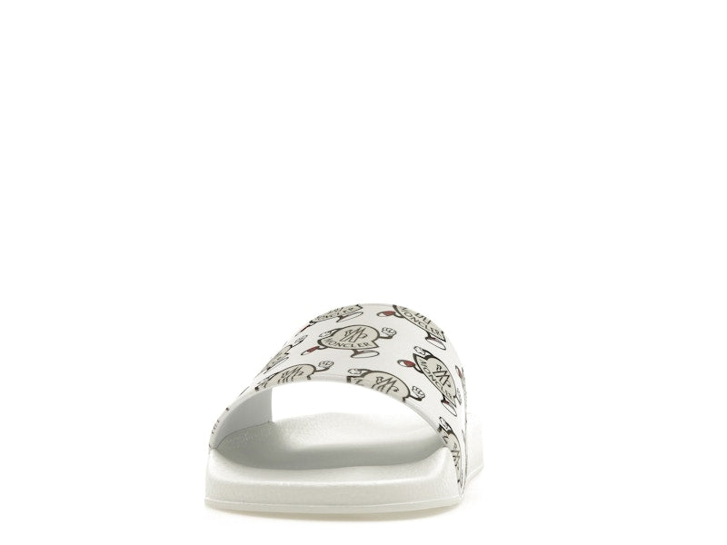 Moncler Basile Slide Logo Print White