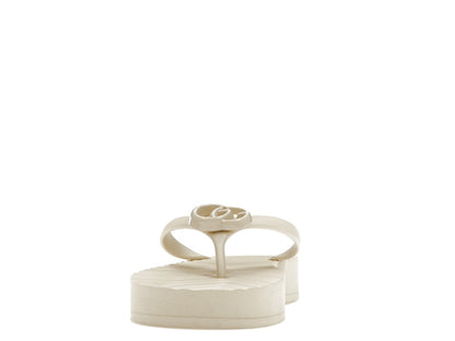 Gucci Chevron Thong Sandal White Rubber