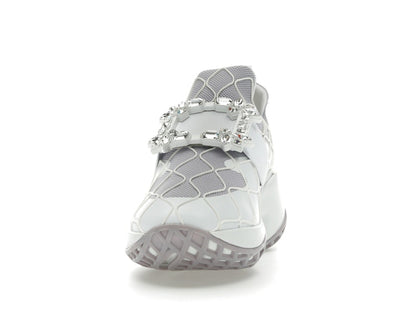 Roger Vivier Viv' Run Fabric White Purple Crystal Buckle (Women's)