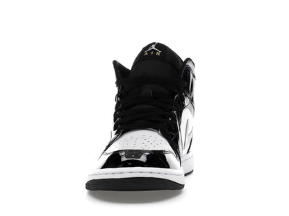 Jordan 1 Mid SE Patent Black White Metallic Silver Metallic Gold