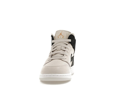 Jordan 1 Mid Light Bone Metallic Gold Black (GS)