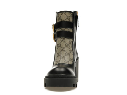 Gucci Buckles Ankle Boots Black Beige (Women's)