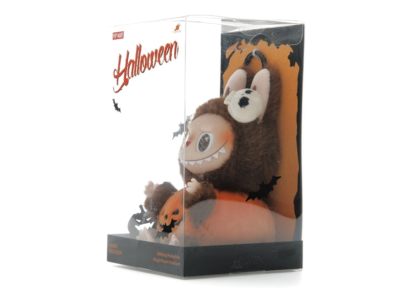 Pop Mart Labubu Happy Halloween Party Series-Sitting Pumpkin Vinyl Plush Pendant
