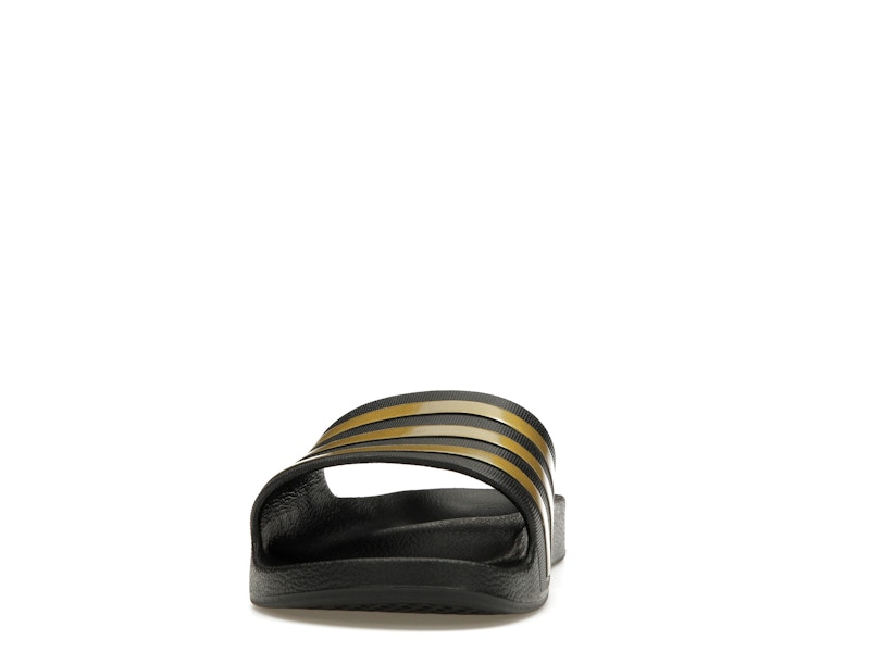adidas Adilette Aqua Slides Core Black Gold Metallic