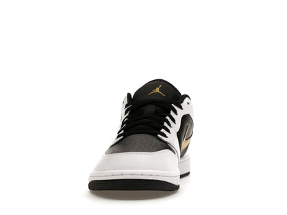 Jordan 1 Low White Black Metallic Gold Swoosh