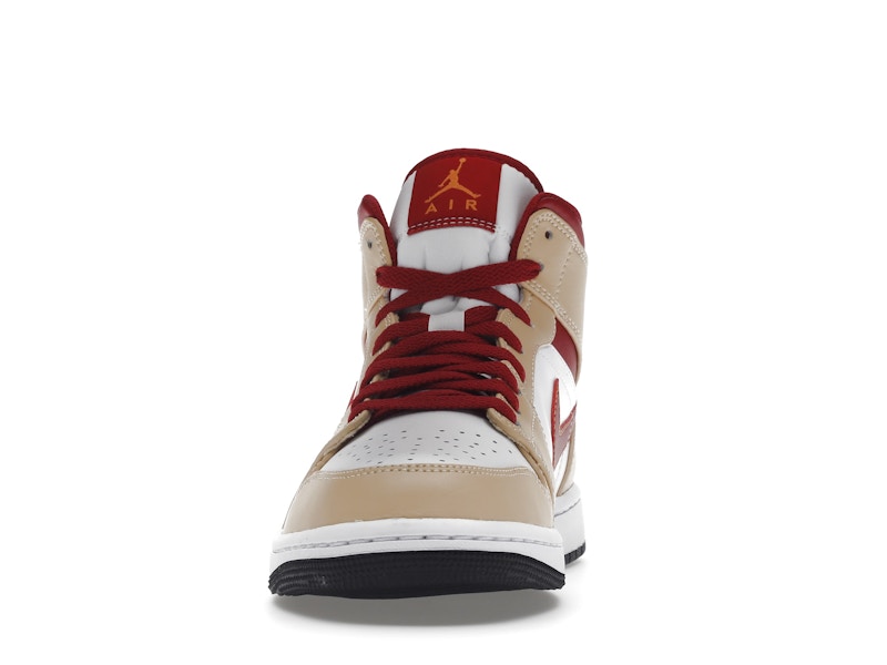 Jordan 1 Mid Light Curry Cardinal